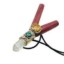 Kuripe Pipe with Aya Vine, Chrysocolla and Clear Quartz | Palo Sangre Wood - €27,05 EUR