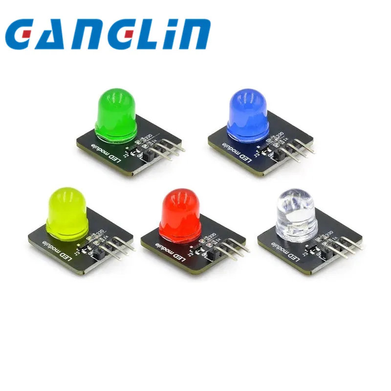 5PCS 10mm LED module, LED light sensor, LED indicator light, red, yellow, blue, - £10.58 GBP