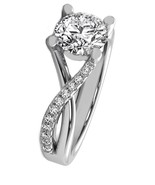 14K white gold diamond engagement ring white sapphire center - €1.085,54 EUR