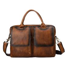 Vintage Genuine Leather Men&#39;s Crossbody Shoulder Messenger Bag - £108.63 GBP