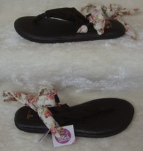 Sanuk Brown Floral Yoga Slinged Up Prints Yoga Mat Sandals Women Size Us 8 New - £17.92 GBP