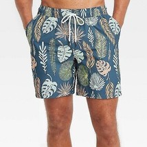 Men&#39;s 7&quot; Leaf Print Swim Shorts with Boxer Brief Liner - Goodfellow &amp; Co... - $21.99