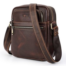 Genuine Leather Men&#39;s Retro Messenger Bag Large Casual Crossbody Shoulder Bag Fo - £94.43 GBP