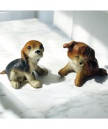 Vtg Puppy Dog Brown White Beagle Miniature Porcelain Figurines Collectibles - €16,13 EUR