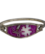 Vintage Abalone Silver Bracelet Mother of Pearl Pink Purple Child Sized ... - $16.65
