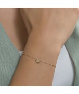 Tiny Diamond Button Bracelet 14K Solid Gold Dainty Fine Jewelry Classy W... - $1,464.64 CAD