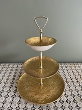 MCM 2 or 3 Tier Cookie Serving Tray 22K Gold Hand Painted USA Weeping Br... - $47.52