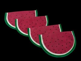 Watermelon Placemats Set Lot 4 Cloth Fabric 100% Cotton Summer Tablescape VTG - £36.34 GBP