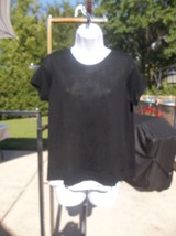 Nwt Ann Taylor Black W Floral Mixed Media Top Ps - $24.99