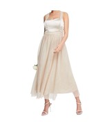 Vila cream chateau grey satin tulle fit and flare bridal dress medium MS... - $29.99