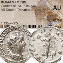 GORDIAN III Rare Antioch mint NGC Cert. AU. Victory. Roman Double Denarius Coin - £181.49 GBP