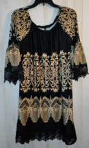 NEW WOMENS White Mark BLACK &amp; BEIGE PRINT JERSEY KNIT PULLOVER DRESS  SI... - €22,92 EUR