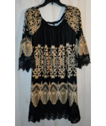 NEW WOMENS White Mark BLACK &amp; BEIGE PRINT JERSEY KNIT PULLOVER DRESS  SI... - $491.31 MXN