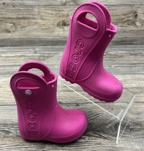 Crocs Kids Handle It Rain Boot Toddler Girls C8 Pink Waterproof Slip On ... - £16.34 GBP