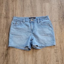 Cato Denim Blue Jean Shorts ~ Sz 4 ~ Mid Rise ~ Flap Pockets ~ 3.5&quot; Inseam - £13.66 GBP