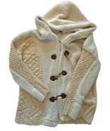 Free People Sherpa Cardi Sweater size Small Chunky Wool Cardigan Shacket... - $129.02
