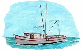 Shrimp Trawler High Quality Art Decal Sticker Car Truck Gift Wall Window... - $6.95+