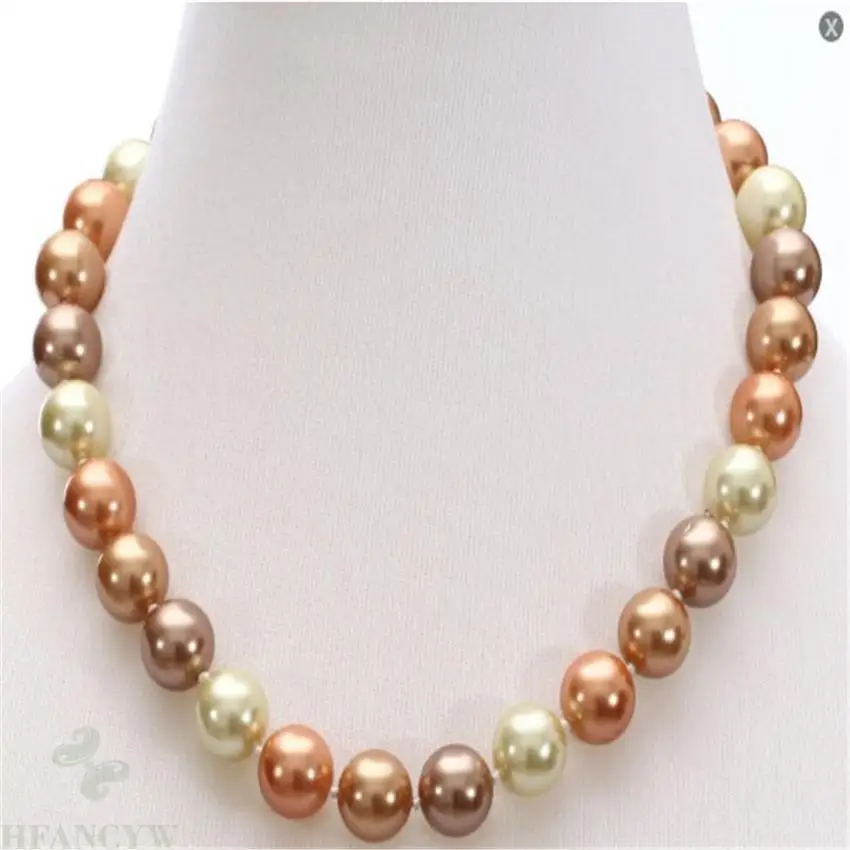 12mm natural multicolor south sea pearl necklace 18 inches Charm Gift Fashion - £19.42 GBP