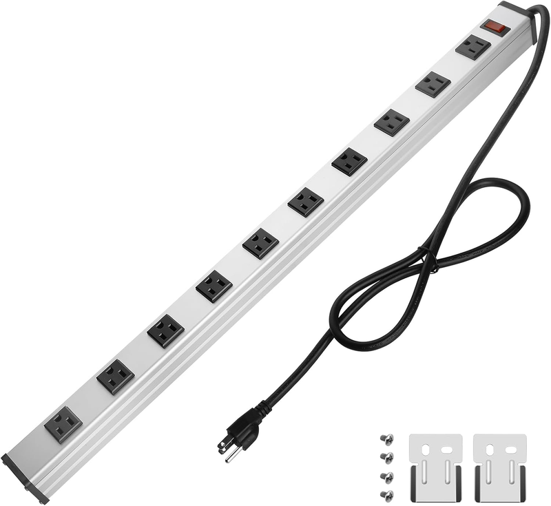 10 Outlet Plugs Heavy Duty Metal Power Strip, Aluminum Workshop Socket w... - $66.32