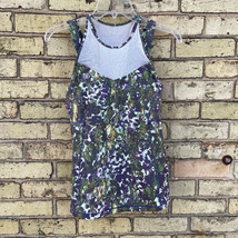 Lululemon Top Women 6 Tank Mesh Workout Athletic Bra Padded Floral In The City - £13.15 GBP