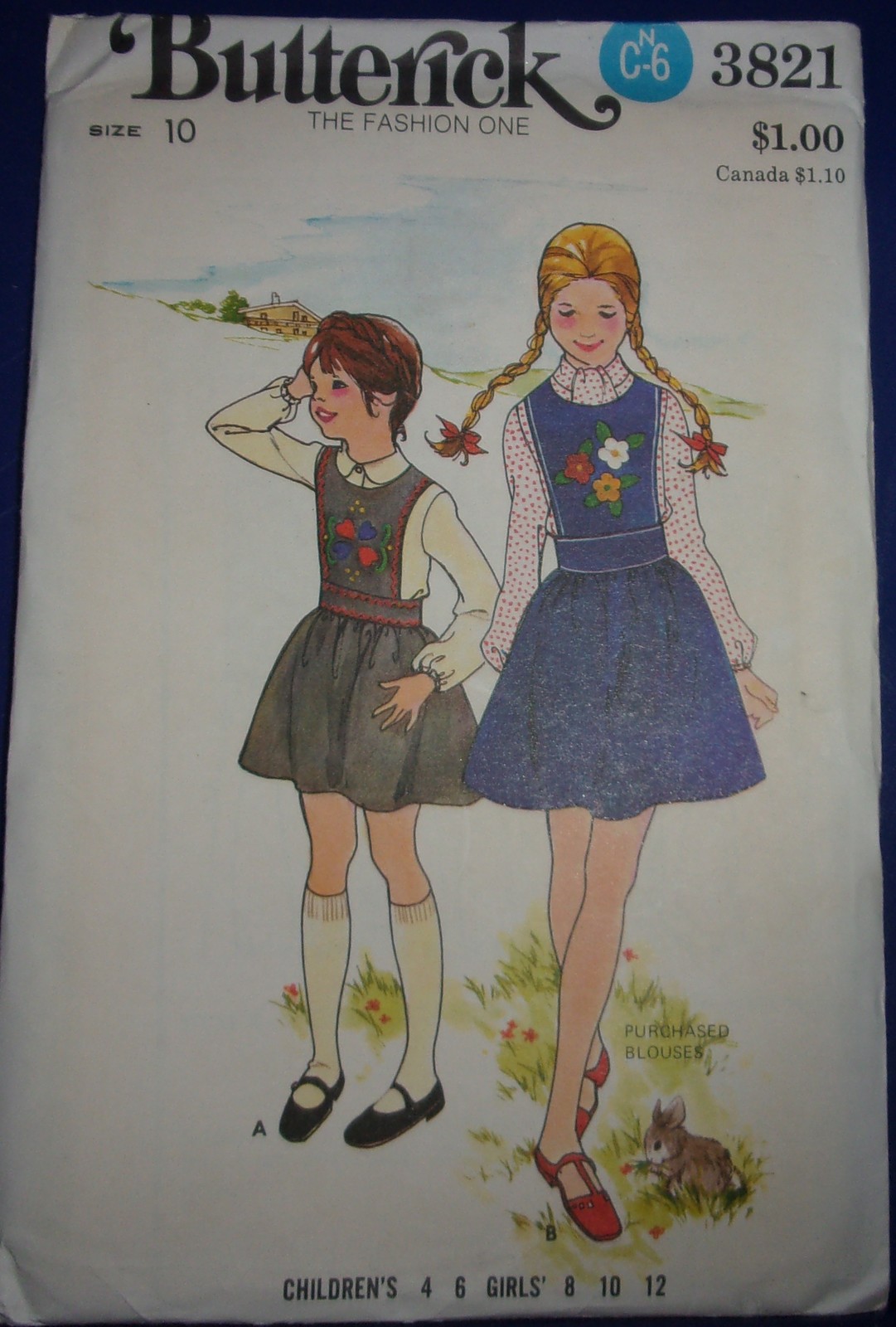 Butterick Children’s &amp; Girls’ Jumper &amp; Transfers Size 10 #3821 Uncut - $5.99