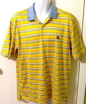 Brooks Brothers OFFICIAL St. Andrews Links  L Yellow Striped Polo Shirt EUC - £9.72 GBP