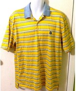 Brooks Brothers OFFICIAL St. Andrews Links  L Yellow Striped Polo Shirt EUC - £9.86 GBP