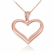 14k Rose Gold Polished Open Heart Pendant Necklace 16&quot;, 18&quot;, 20&quot;, 22&quot;  - £135.64 GBP+