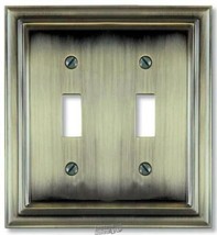 Amarelle Continental 2 Gang Toggle Metal Wall Plate Brushed Brass - £7.43 GBP