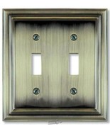 Amarelle Continental 2 Gang Toggle Metal Wall Plate Brushed Brass - £7.45 GBP