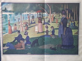 Sunday on Grande Jatte Island 40&#39;s full page color painting, illustratio... - £14.05 GBP