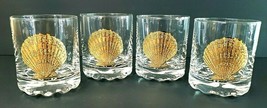 Culver Gold Shell Old Fashion 8 Oz Glasses 22k Gold Signed 1960s Set of ... - $102.84