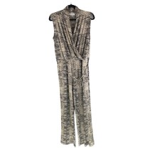 Calvin Klein Womens Jumpsuit Sleeveless Draped V Neck Snake Print Beige ... - $24.01