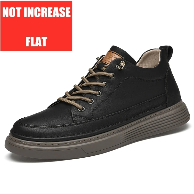 Spring Men Flats/6cm Elevator Shoes Casual Men Sneakers Cow Split Leathe... - $89.14