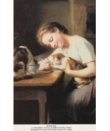 Painting Art Print - Feeding Time CATS by F. Zuber-Buhler  5.5&quot; x 8.75&quot; - £3.73 GBP