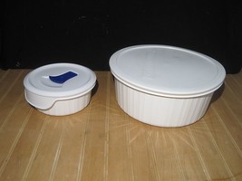 2 Corning Ware French White  round casserole F-1-B, 2.5 L, and F-16-B 50... - £35.56 GBP