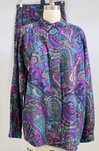Geiger Austria Fine Wool Challis Skirt &amp; Blouse Purple Paisley Mint 44/1... - $265.37