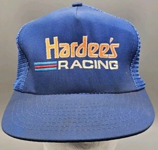 VINTAGE Nascar Hardee&#39;s Racing Blue Snapback Mesh Farmers Trucker Hat/Cap - $28.04