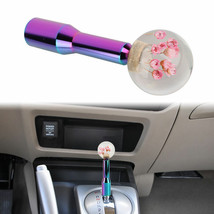 JDM Round Ball Crystal Real PINK Flowers Manual Gear Shift Knob Lever Extender - £16.82 GBP