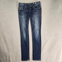 Miss Me Jeans Womens Size 26 Skinny Leg Low Rise Stretch Denim Flap Pockets Rock - £31.33 GBP