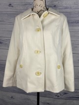JM Collection Felt Pea Coat Womens Mp White Button Collar Pocket Lined S... - $22.50