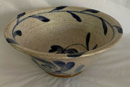 Studio Art Pottery 8.5” X 4” Serving Bowl Signed Blue Gray Speckled Mint - £18.07 GBP