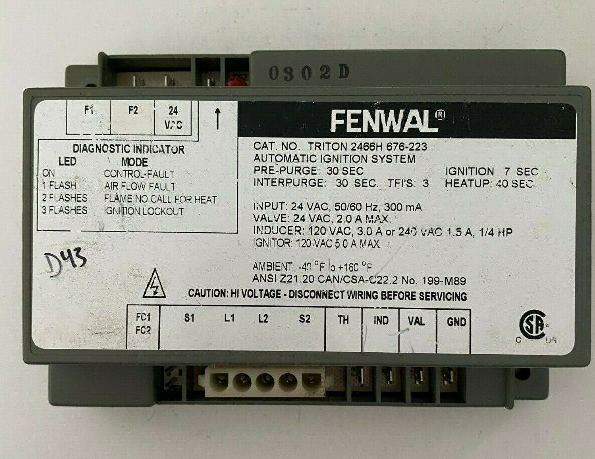 FENWAL TRITON 2466H 676-223 Automatic Ignition System Control Module ...