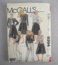 McCall&#39;s 8384 Learn to Sew 80&#39;s Jacket Vest Pants Skirt Culottes Tie Belt sz 14 - £5.27 GBP