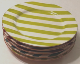 $12 Costa del Sol Stripes Ceramic Salad Plates Retired Blue Green Red Lot of 5 - £10.26 GBP