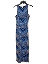 Mara Hoffman Rising Palm Blue Maxi Tank Dress Stretch Side Slit Women Sz. Medium - £63.15 GBP
