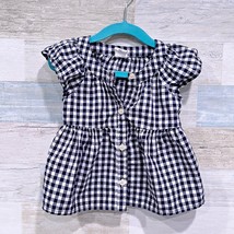 GAP Gingham Raglan Swing Top Blue White Button Down Cotton Toddler Girl ... - $14.84