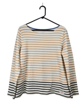 Talbots Womens Shirt Large Long Sleeve Black and Gold Stripe Shimmer Cla... - £18.26 GBP