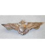 WWII US Navy Aviator Pilot Wings Anchor &amp; Shield Pin - $2,379.56 MXN