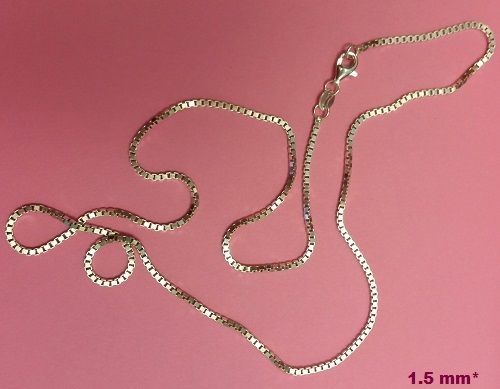 Box Chain Necklace or Anklet - Sterling Silver - 9" to 30" - Made In Italy [GP]